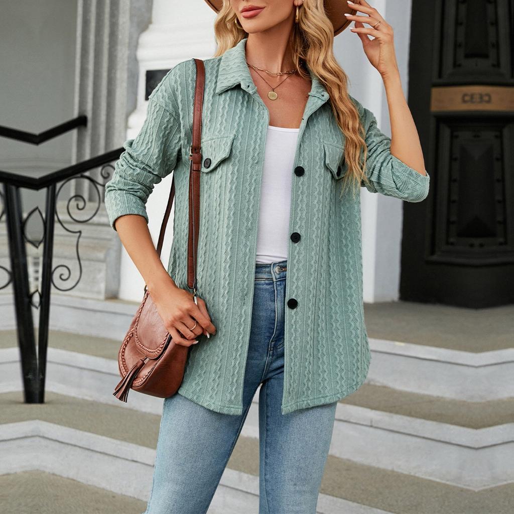 Женская мода повседневная однотонная нагрудная накладка на пуговицах с длинным рукавом кардиган верхнее пальто