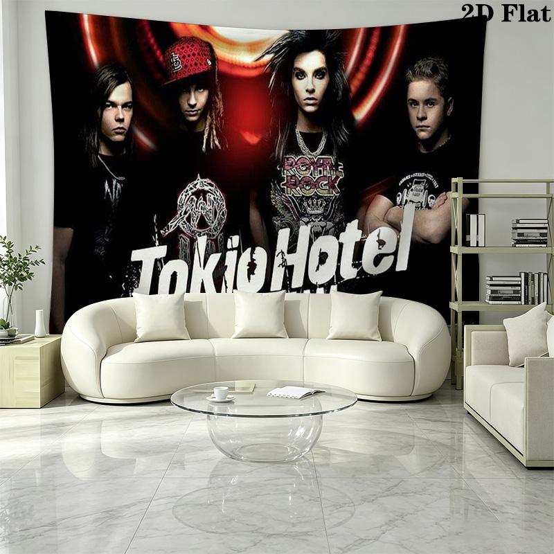 Настенный гобелен Tokio Hotel Эстетичный настенный подвес Печатная ткань Одеяло Декоративные гобелены для спальни гостиной Домашний декор