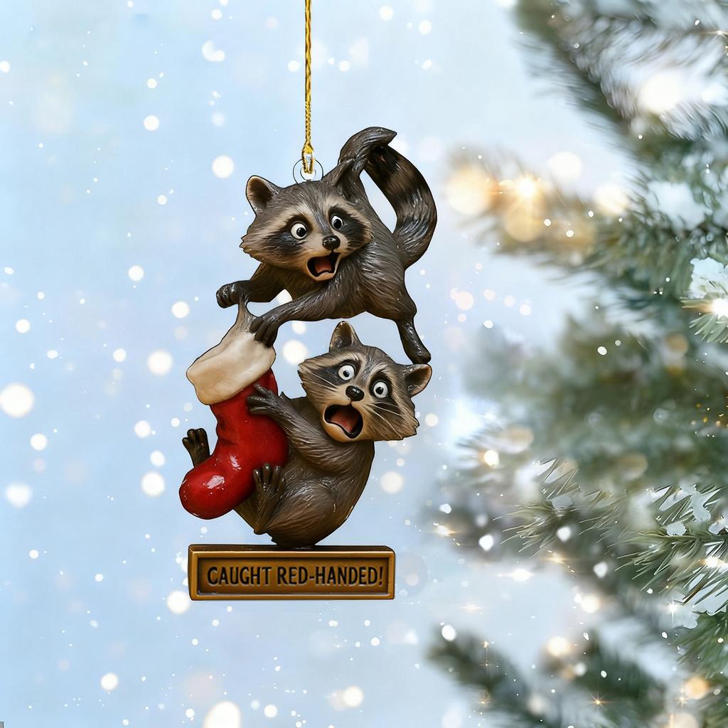 Hilarious Raccoon Christmas Ornament Acrylic Christmas Tree Decoration A Humorous Raccoon Gift For
