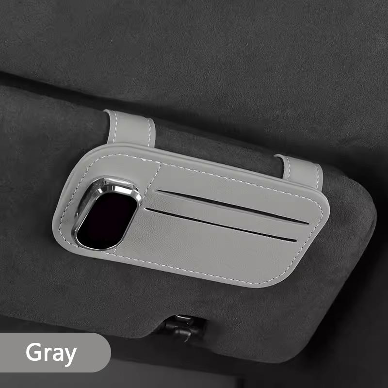 SEAMETAL Автомобильный держатель для очков из искусственной кожи, автомобильный интерьер, козырек от солнца, зажим для солнцезащитных очков