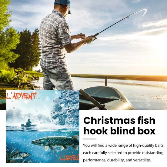 Рыболовный Адвент-календарь 24 дня Календарь обратного отсчета до Рождества с набором рыболовных приманок для взрослых мужчин и юношей-подростков