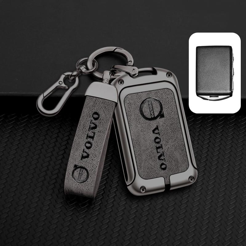 Zine Alloy Leather Car Key Case Cover Protection Shell Holder For Volvo XC60 XC40 XC90 S90 V60 S60 V90 C40 Polestar 1 Polestar 2
