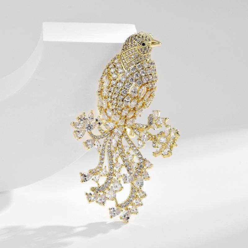 Heavy Industry Temperament Elegant Brooch Bird Luxury Full Of Zirconium Elegant Coat Accessories Corsage Clothes Accessories