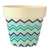 [Q6389] - Бамбуковый горшок для растений "Boho" сине-зелено-бежевый - 17x18 см