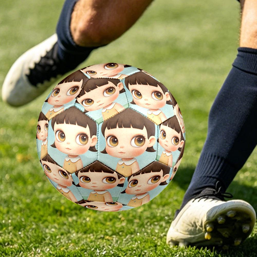 1pc Whimsical Doll Portrait Themed Soccer Ball, Size 5, Lightweight PVC Material, Outdoor Training Soccer Ball Gift. q6221