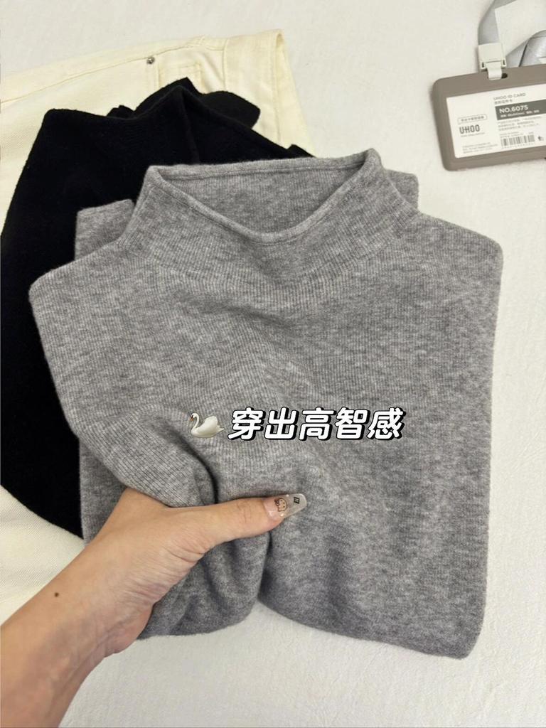 Повседневный внутренний топ однотонного цвета с полувысоким воротником, утолщенная трикотажная рубашка с длинным рукавом для осени и зимы, с воротником-стойкой и флисовой подкладкой