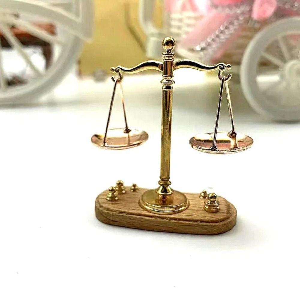 Mini Balance Toy Model Antique Justice Scale Model Classic Simulation Balance Scale Pretend Play