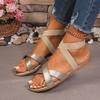 Large Size New Women's Shoes Summer Cross Elastic Outer Wear Flat Beach Sandals