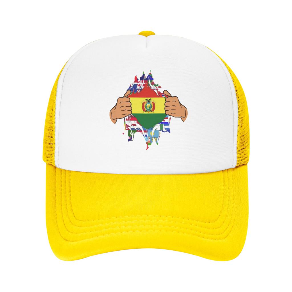 Pride of bolivia flag in my heart Custom Mesh Baseball Caps For Womens High-end Male Beach Golf Hat Snapback Cap