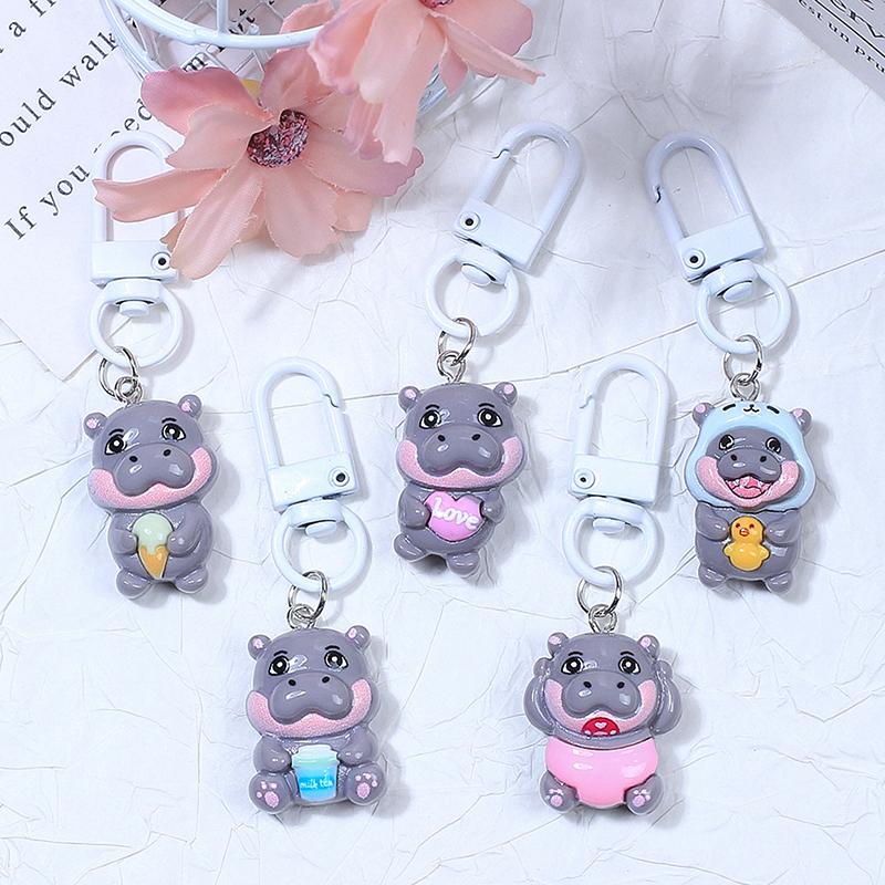 5 шт. милый мультяшный бегемот Moodeng кулон брелок новинка креативный бегемот брелок изысканный рюкзак украшения аксессуары подарки