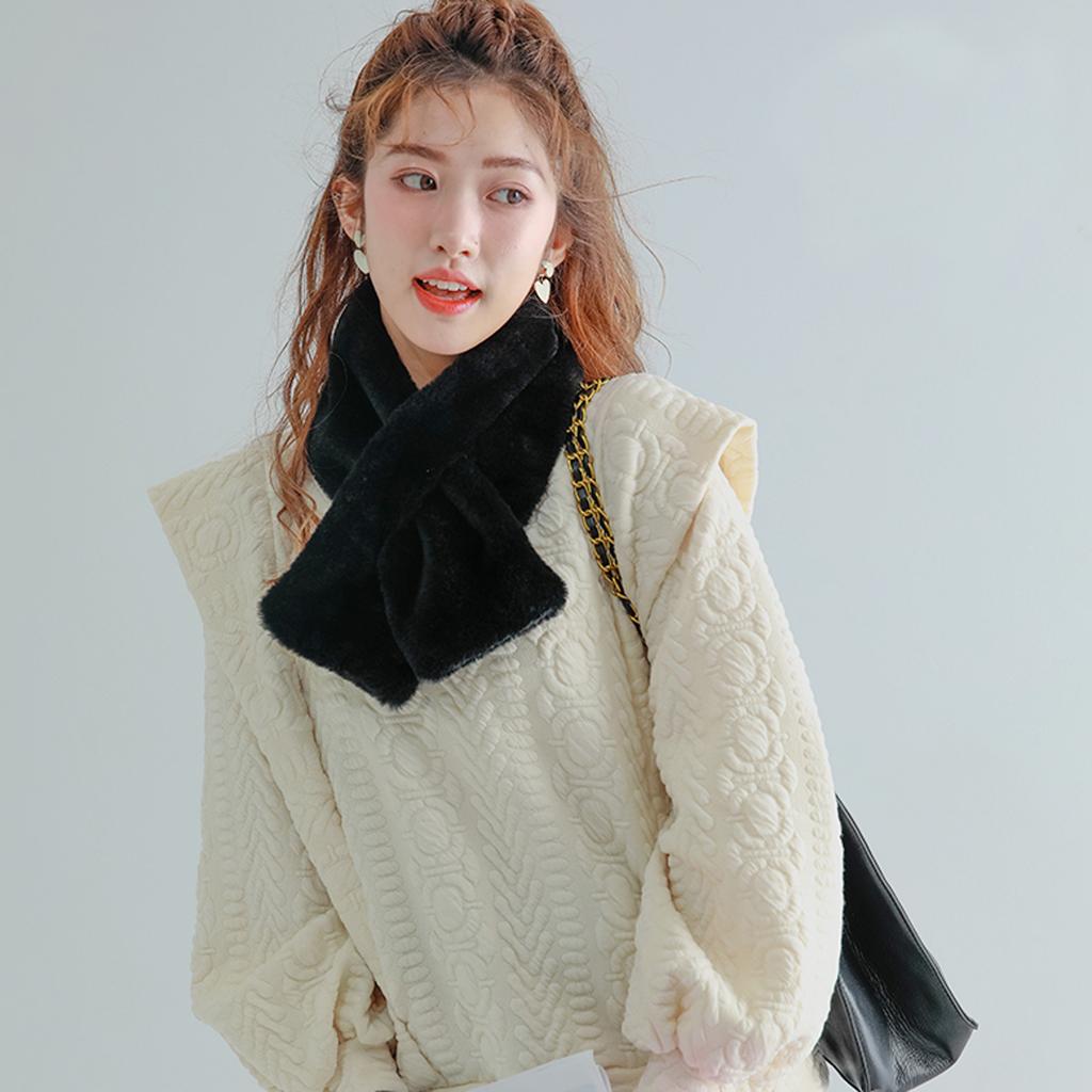 Женский плюшевый шарф, сладкий и мягкий осенне-зимний однотонный теплый шарф