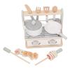 Kids Wooden Kitchen Barbecue Grill Toys Educational Simulation Kitchen Grill Cooking Playset
