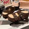 Fashion Platform Suede Women Fur Slippers 2025 Autumn Fashion Buckle Shoes Designer Slingback New Trends Slingback Shoes Casual Zapatos