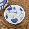 Fukubeya Mino Ware Nekogura Маленькая тарелка 10 см с рисунком кошки Тора Набор из 4 синих круглых тарелок Маленькая приправа для сладостей - Hachiware, Mike, Shima, -