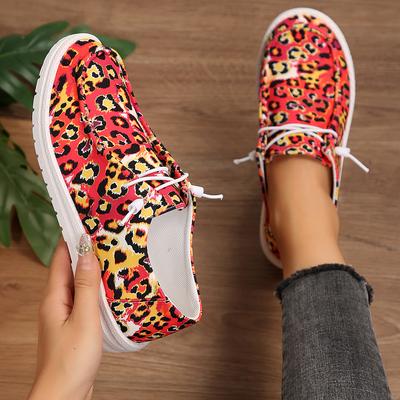 Модные женские плоские кроссовки 2024 весна осень новые уличные парусиновые туфли удобная обувь для ходьбы модные повседневные кроссовки с леопардовым принтом