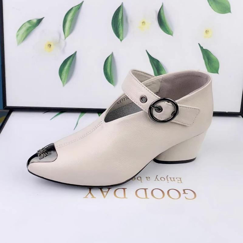 Новые туфли на среднем каблуке женские мокасины массивные туфли Мари Джейн осенняя мода новые туфли с острым носком туфли-лодочки ретро Mujer Zapatos