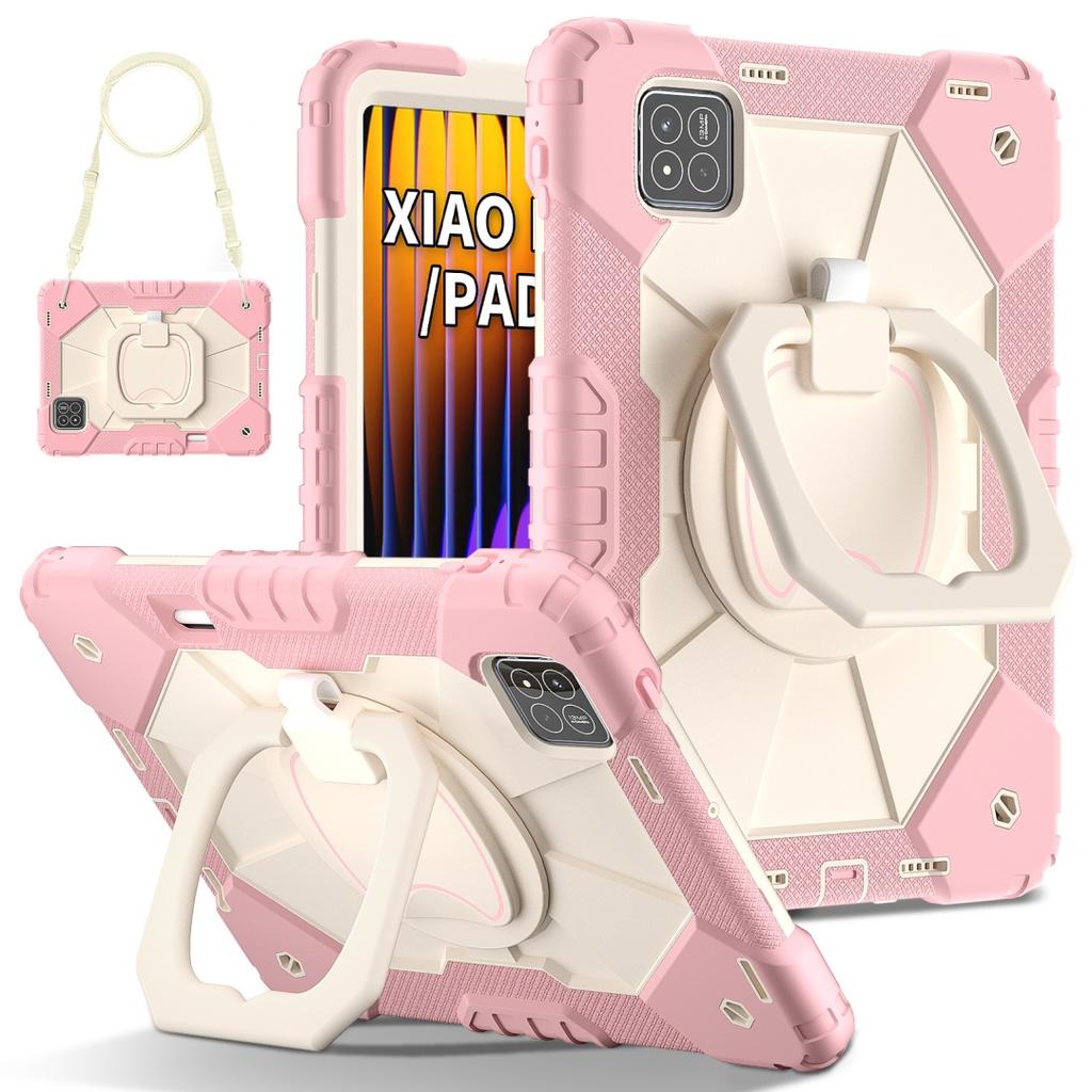 Для Xiaomi Pad 7 / Xiaomi Pad 7 Pro.360° вращающаяся рукоятка прочная защитная подставка TPU+PC 3в1 противоударный противоударный чехол для планшета и ПК