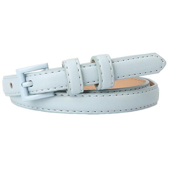 Women Thin Pants Belt Solid Color Faux Leather Waistband Adjustable Length Multi Holes Design Jeans Belt