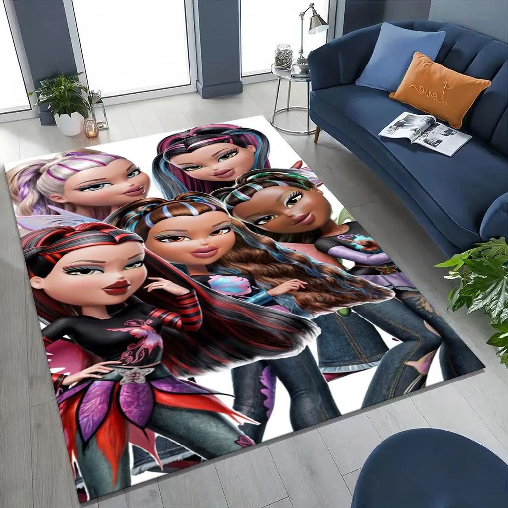 Модный ковер с мультяшным рисунком куклы Братц для спальни, гостиной, дивана, домашний придверный коврик, декор, большой детский игровой противоскользящий коврик, подарок