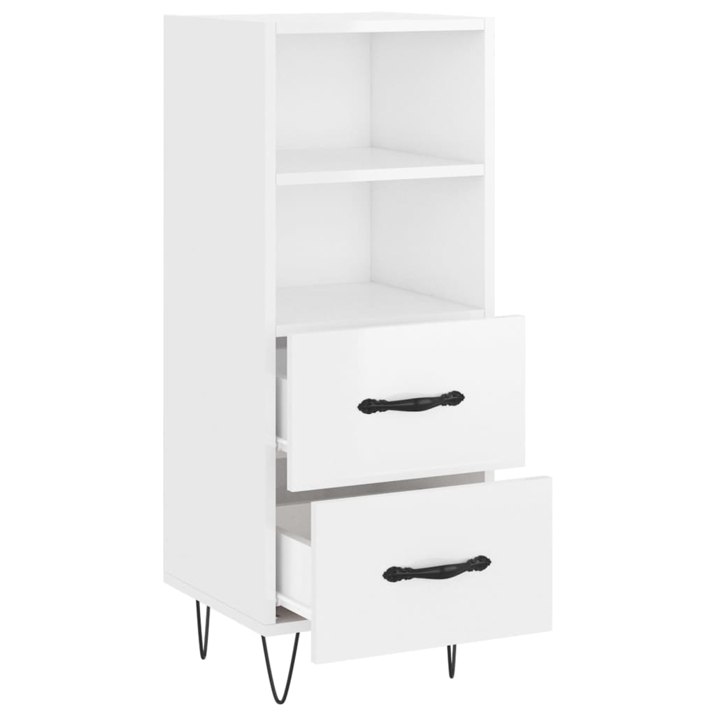 Sideboard High Gloss White 34.5 x 34 x 90 cm Engineered Wood