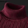 Men's Soft and Handsome Thick Cotton Turtleneck Sweater with Velvet Thermal Lining