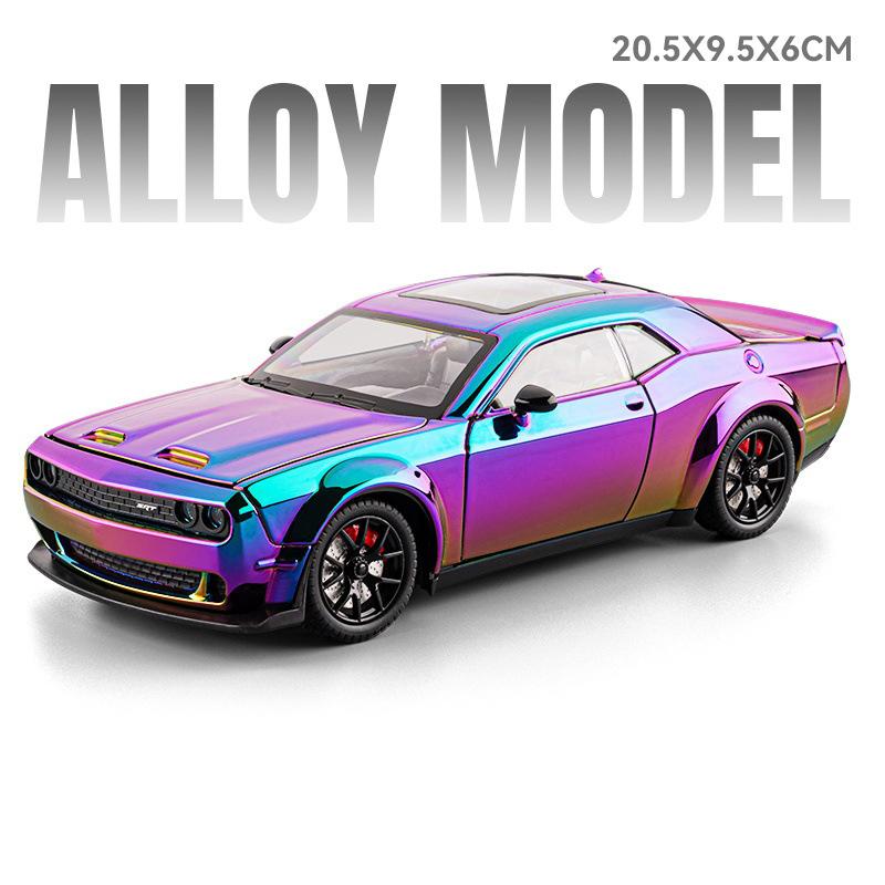 1:24 Challenger SRT Hellcat Модель полицейской машины Игрушка Металлическая литая Оттягивающаяся Звук Свет Миниатюрные модели транспортных средств Детские подарки для мальчиков
