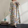 2025 Женское Весеннее Платье Большого Размера Винтажное Цветочное Свободное Базовое Элегантное Длинное Платье Хлопок Повседневное