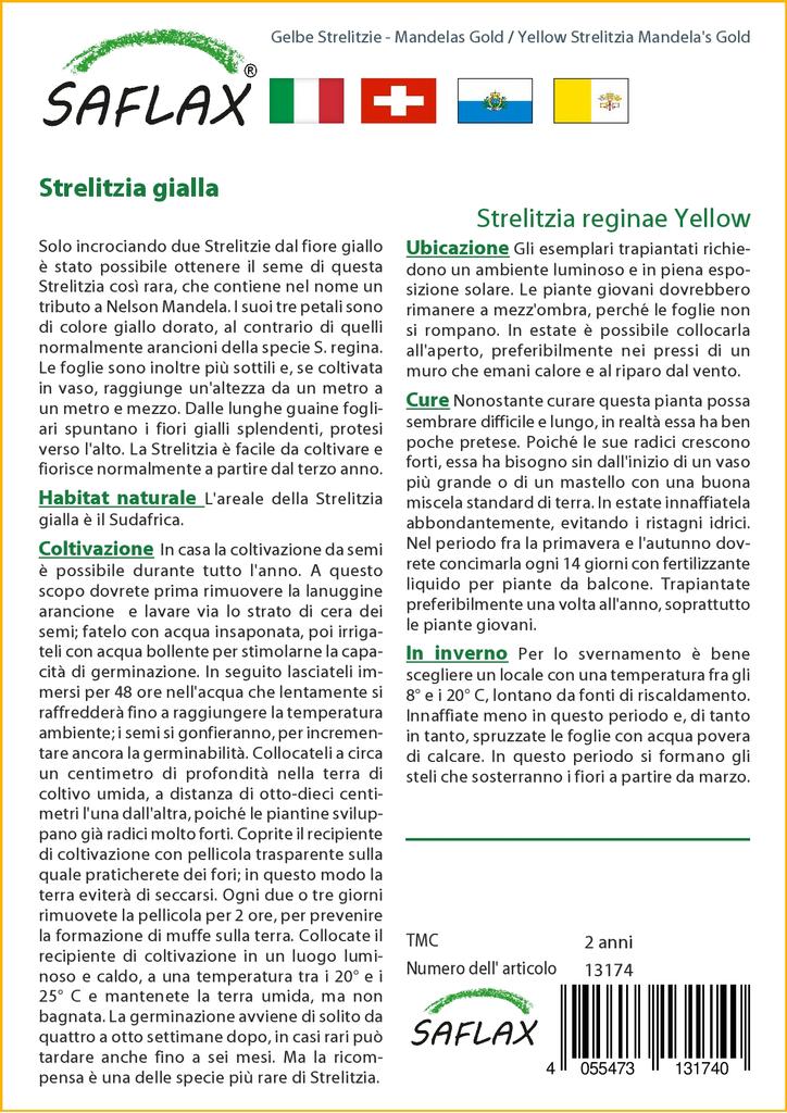 SAFLAX Желтая Strelitzia Mandela's Gold - 4 семени - Strelitzia reginae Yellow