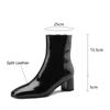 Мода 2025 Новые осенние женские ботинки из спилковой кожи Ботинки с квадратным носком для женщин Зимние ботинки Женские лаконичные ботинки-рыцари Черные короткие ботинки