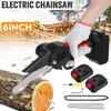 6” Mini Electric Chain Saw Pruning Chainsaw Woodworking Pruning Saw Garden Tool Wood Cutter With 2 Battery
