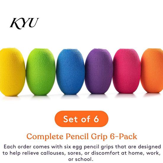 Ergonomic Pen Holders 6Pcs Pencil And Grips for Kids Handwriting, Reusable Adults, Writing Posture Correctors Soft EVA Foam Cushioned Handwriting