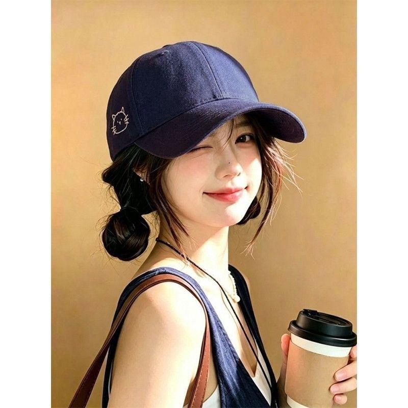 Fashion Hat new big head circumference letter baseball cap male and female kittens embroidery cute enlarged widened duck tongue sun protection cap