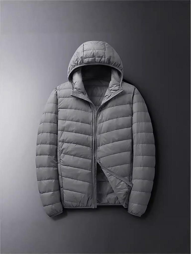 Мужская легкая пуховая куртка с капюшоном NASA - Зимняя мода, Короткая, Простая, Упаковываемая, Универсальная