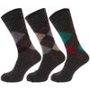 Mens Traditional Argyle Pattern Non Elastic Lambs Wool Blend Socks (Pack Of 3)