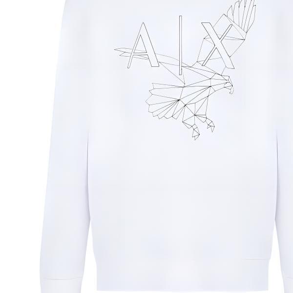 Armani Exchange Мужская толстовка с круглым вырезом и принтом логотипа SS23, повседневная, с длинным рукавом, белая 3RZMAQ-ZJTDZ-1100
