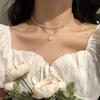 Новая Мода Серебряный Цвет Двухслойное Звезда Луна Ожерелье для Женщин Шарм Изящное Циркон Нержавеющая Сталь Чокер Цепь Украшения