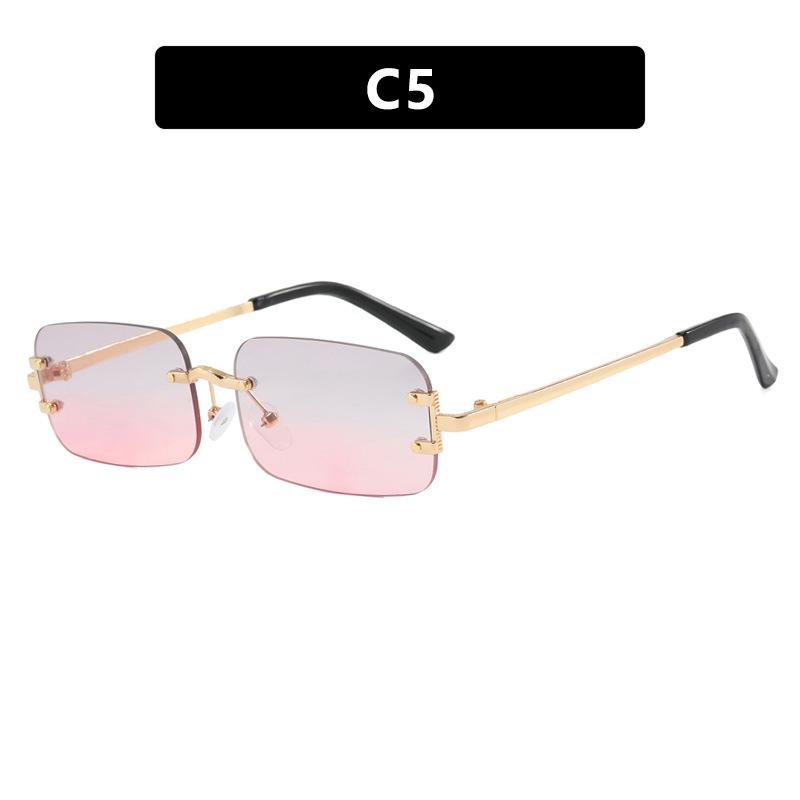 Frameless Sunglasses Small Frame Fashion Trimmed Sunglasses Spice Girl Same Sunscreen Sunglasses Women
