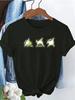 Unisex Tshirt Cute Funny Green Cartoon Creature Graphic Tee Crew Neck Short Sleeve Kawaii Meme Illustration Casual Top