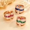 Jewelry Copper Bottom Gold-Plated Simulation Blue Spinel Treasure Red Corundum Retro Rose Gold Ring
