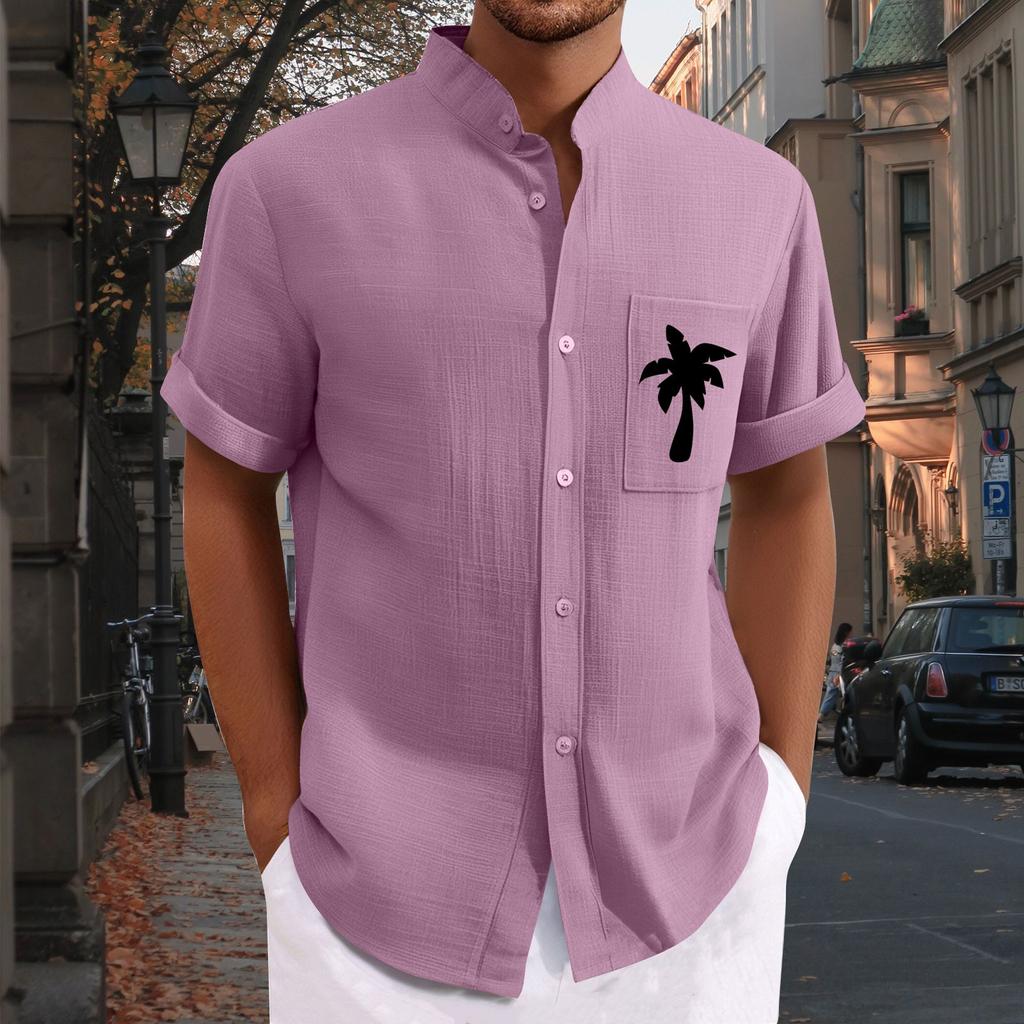 Men'S Casual Loose Short Sleeved Printed Shirt With Fashionable Top
