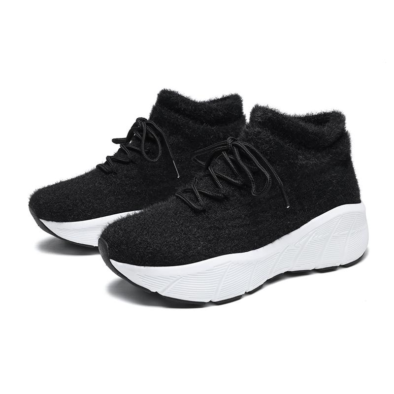 TUINANLE Women New Winter Snow Sneakers Outdoor Non Slip Thick Cotton Shoes Keep Warm Low Heels Flock Shoes