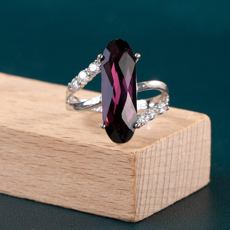 POMOiii Модные овальные обручальные кольца с кристаллами кубического циркона для женщин, роскошное обручальное кольцо фиолетового цвета, модные украшения