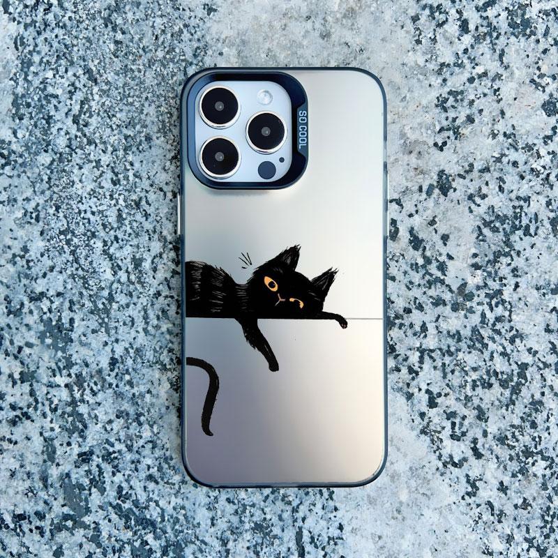 Черный Персональный Крутой Кот Ударопрочный Чехол Для Телефона Для iPhone 12 11 Pro Max 15 14 13 Pro Max 13 Mini 15 14 Plus Лазерные Задние Крышки