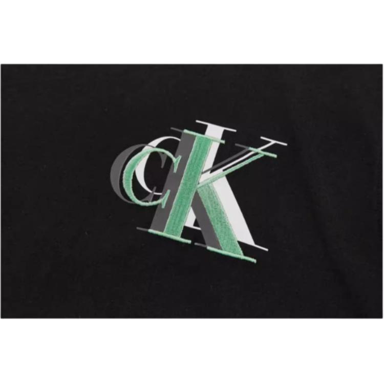 Calvin Klein Модная контрастная надпись Свободная Круглый вырез Короткий рукав Футболка Унисекс Топы Космический-Черный J323207-BEH