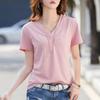 Summer V-Neck T-shirt Women Sexy Short Sleeved Loose Za Tops Tees Spring Korean New Femal Plus Size T Shirt Top