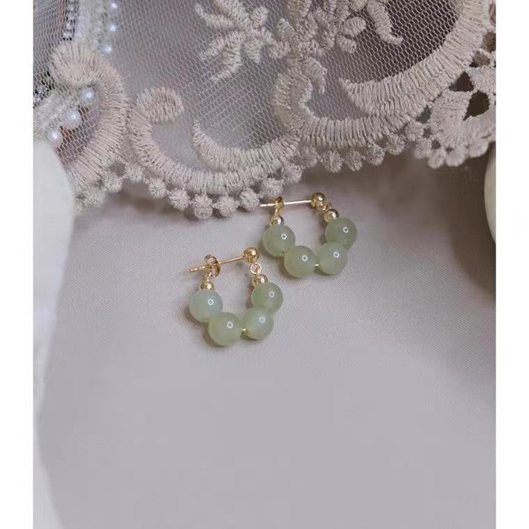 Ретро китайские клипсы в стиле Ханьфу из нефрита Хэтянь - Уникальный нишевый дизайн, не требующий пирсинга