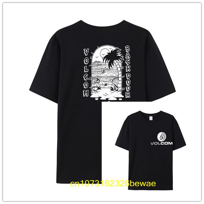 High Quality Holiday Summer Men T-Shirt Volcom stone100% Cotton Amazing Comfortable Black Casua