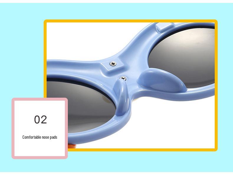 Polarized Cartoon Sunglasses for Kids - Soft Silicone, Childlike Design, Anti-UV Protection for Boys and Girls.