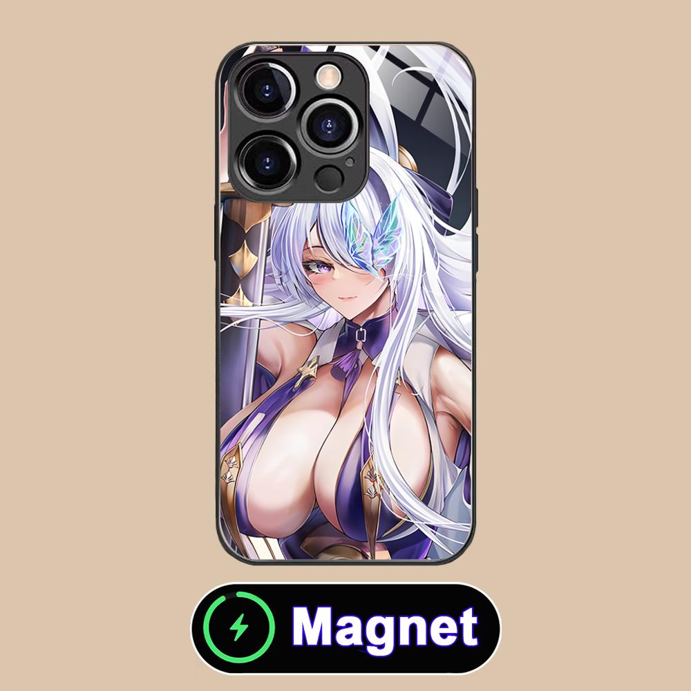 Стеклянный чехол Azur Lane Unzen MagSafe для мобильного телефона iPhone 17 16 15 14 13 12 11 Air Pro Max Plus Mini Цветная крышка