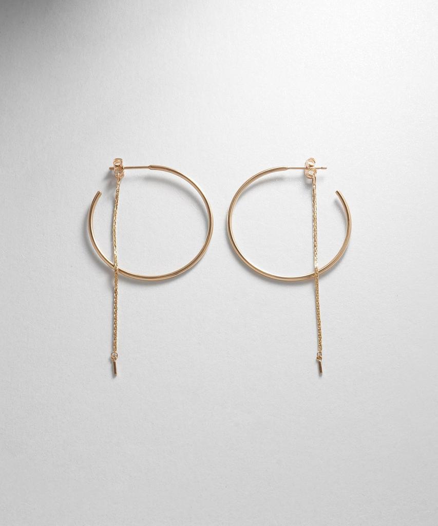 Earrings K10 Hollow Hoop Hang Chain Stud Earrings 40576551 Yellow Gold 00 [Kokoshnick] Women's (100)